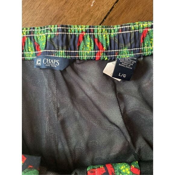 CHAPS Large Swim Trunks Lined NWT Red & Green Fish Pattern - Picture 6 of 9